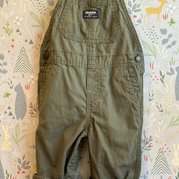 Oshkosh baby B’gosh 24 Month Airplane Lined/ Cuff Army Green Vestbak Overalls - Picture 11 of 15